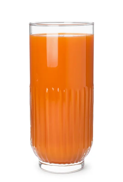 Glass Tasty Fresh Carrot Juice Isolated White — Stok fotoğraf