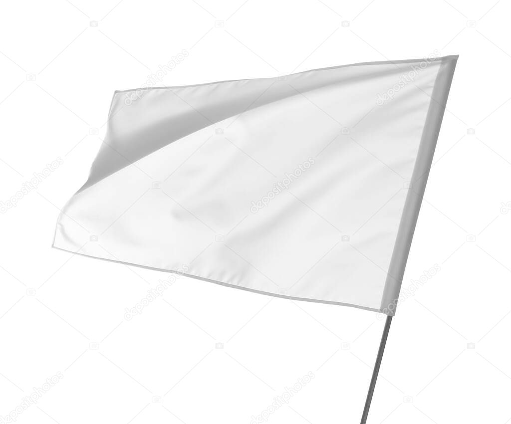 Blank flag isolated on white. Mockup for design