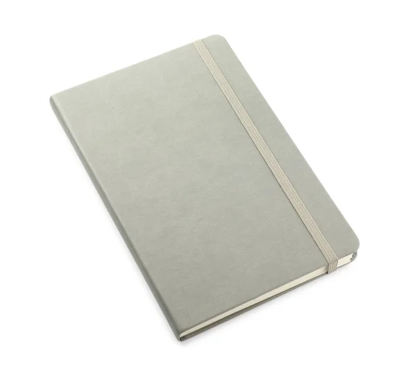 Closed Grey Office Notebook Isolated White — Foto de Stock