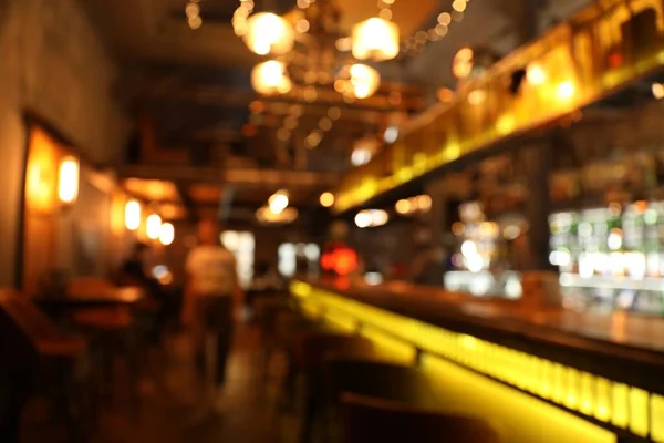 Bright blurred view of modern bar interior