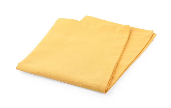Novo Guardanapo Pano Amarelo Limpo Isolado Branco — Fotografia de Stock
