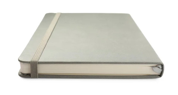 Closed Grey Office Notebook Isolated White — Stockfoto