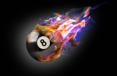8 numaralı bilardo topu koyu arkaplanda uçuyor.