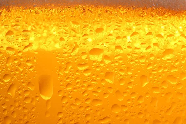 Glass Tasty Cold Beer Condensation Drops Background Closeup — Stok fotoğraf