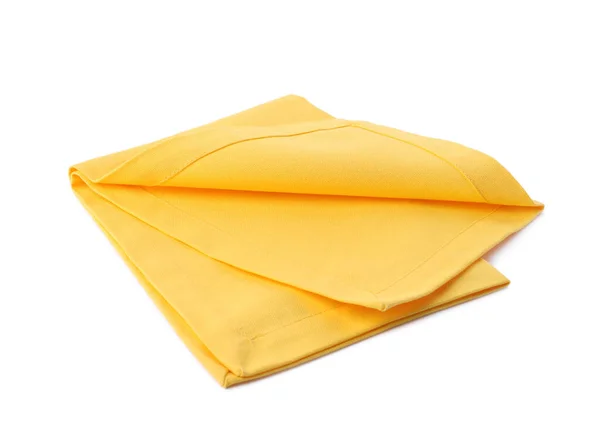 白に隔離された新しいきれいな黄色の布ナプキン — ストック写真