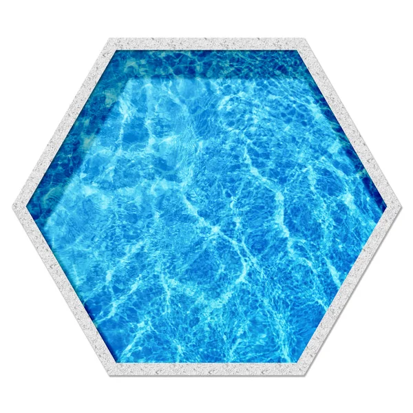 Hexagon Shaped Swimming Pool White Background Top View — Stock Photo, Image