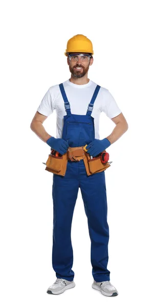 Professional Builder Uniform Tool Belt Isolated White — Zdjęcie stockowe