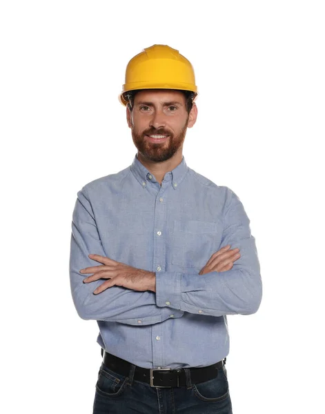 Professional Engineer Hard Hat Isolated White — 图库照片