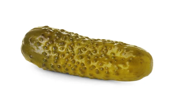 Lekkere Knapperige Gepekelde Komkommer Geïsoleerd Wit — Stockfoto