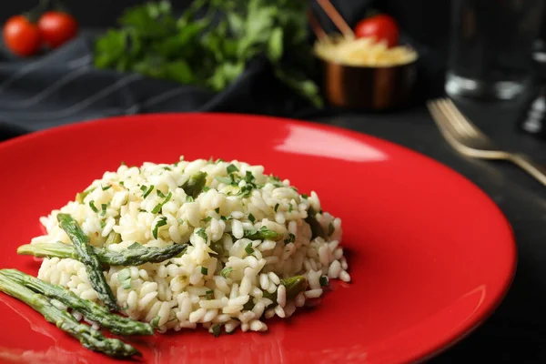 Delicious Risotto Asparagus Plate Closeup — Stock Photo, Image