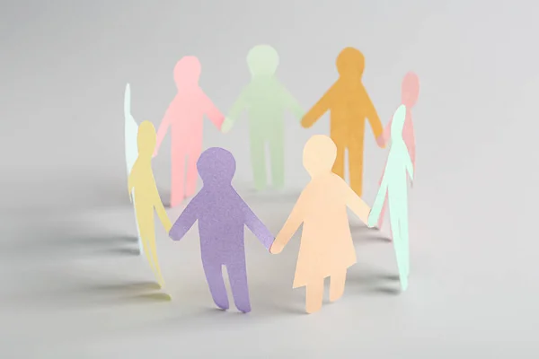 Paper Human Figures Making Circle White Background Diversity Inclusion Concept — 스톡 사진