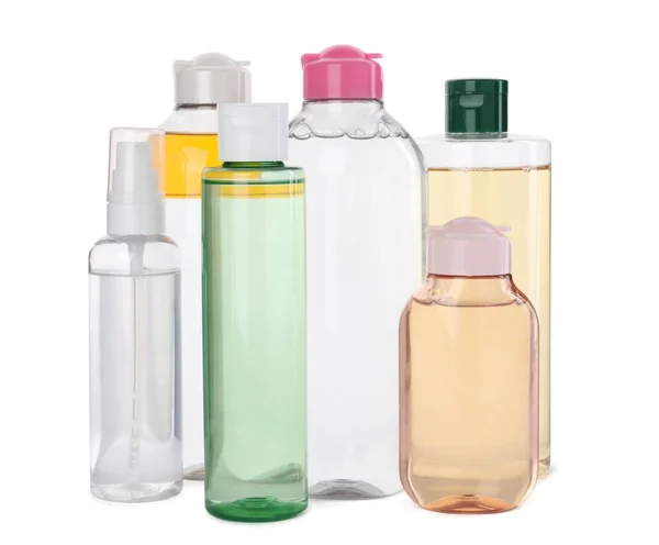 Bottles Micellar Cleansing Water White Background — Fotografia de Stock