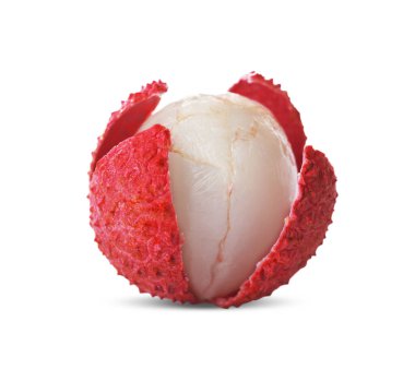 Olgun liçi meyvesi beyaza izole edilmiş.