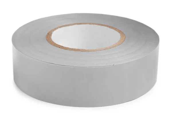 Grey Insulating Tape Isolated White Electrician Supply — Zdjęcie stockowe