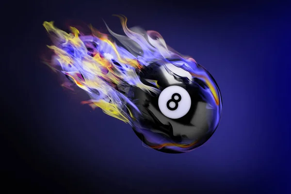 Billiard Ball Number Fire Flying Color Background — Stock Photo, Image