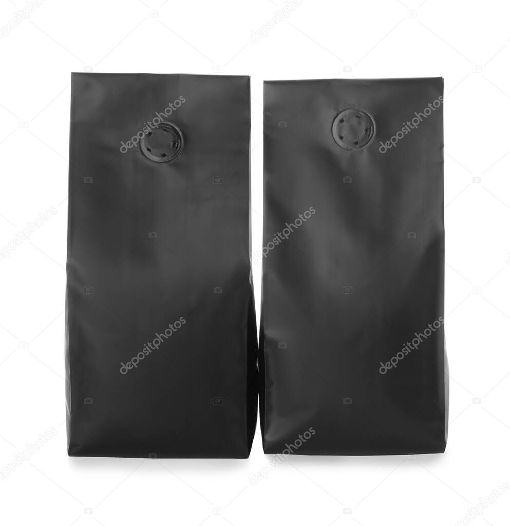 Two blank foil packages isolated on white