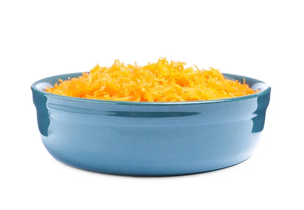 Fresh Grated Carrot Bowl Isolated White — Stock fotografie