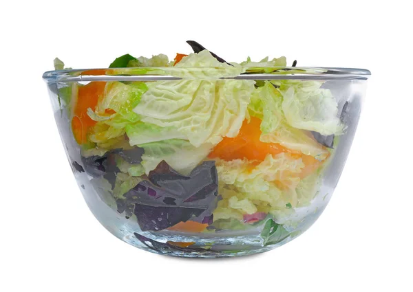 Delicious Salad Chinese Cabbage Tomato Basil Isolated White — 图库照片