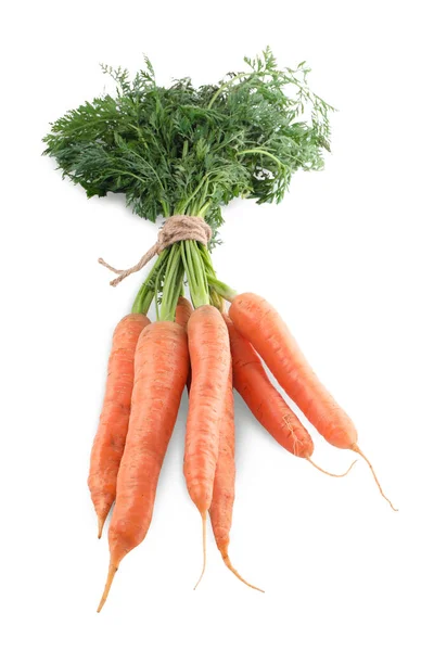Bunch Tasty Ripe Carrots White Background — Stok Foto
