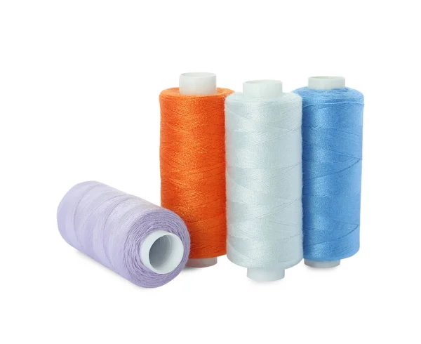 Many Different Colorful Sewing Threads White Background — Stock Photo, Image
