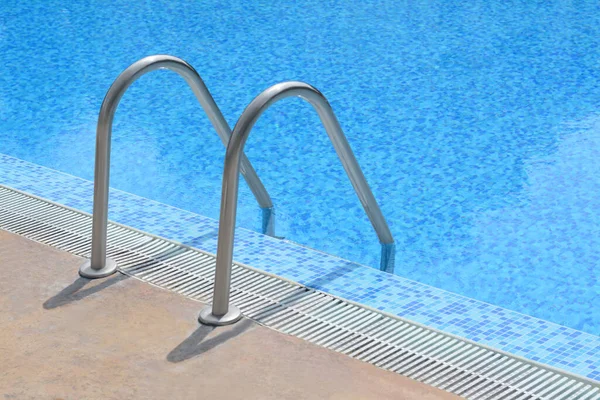 Outdoor Swimming Pool Ladder Handrails Sunny Day — Photo