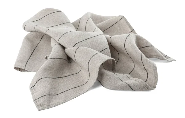 Light Grey Cloth Napkin Stripes Isolated White — Photo