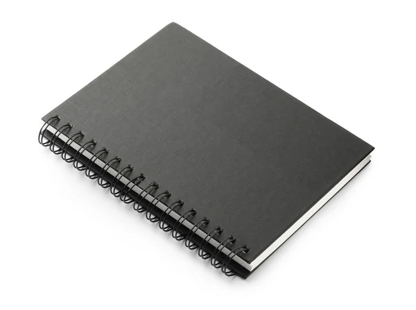 Closed Black Office Notebook Isolated White — стоковое фото