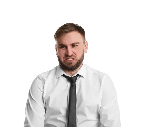 Portrait Emotional Businessman White Background Personality Concept — Stock Photo, Image