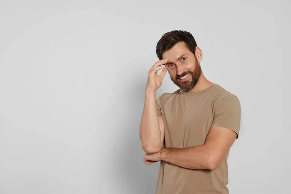 Portrait Handsome Bearded Man White Background — Stock Photo, Image