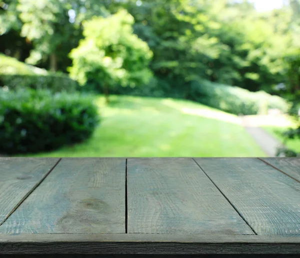 Empty Wooden Surface Outdoors Sunny Day Space Design — Foto de Stock