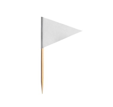 Beyaz üzerine izole edilmiş küçük bir kağıt bayrak