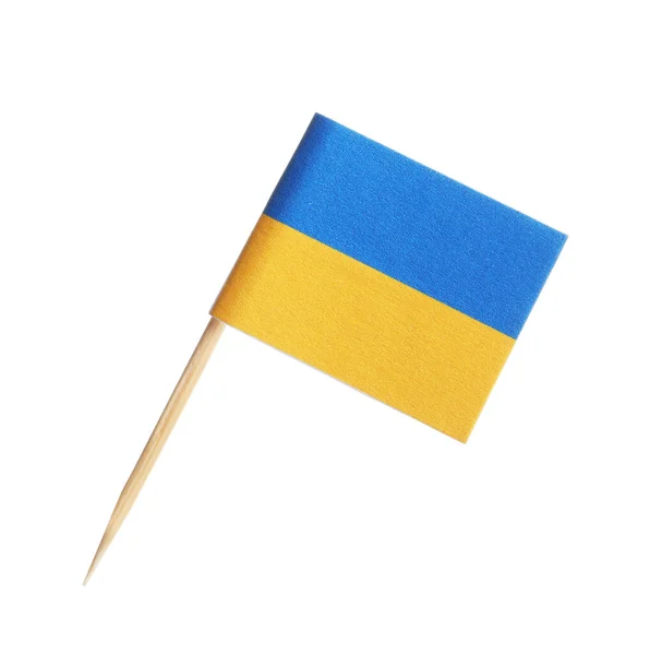 Small Paper Flag Ukraine Isolated White — Stock Photo, Image