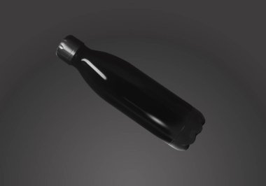 Gri arka planda siyah spor su şişesi