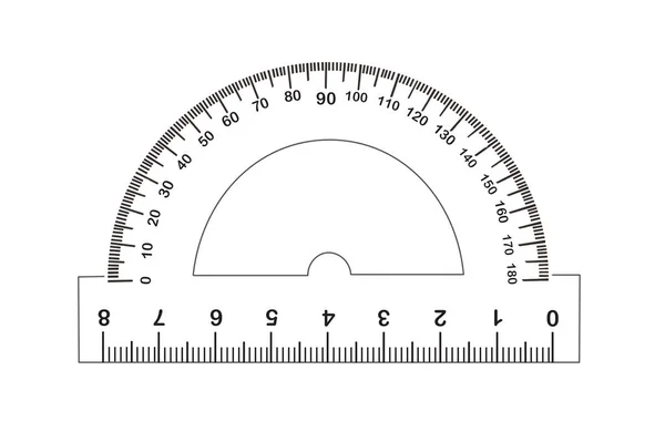白の背景に長さと度のマーキングを測定するプロトラクター イラスト — ストック写真