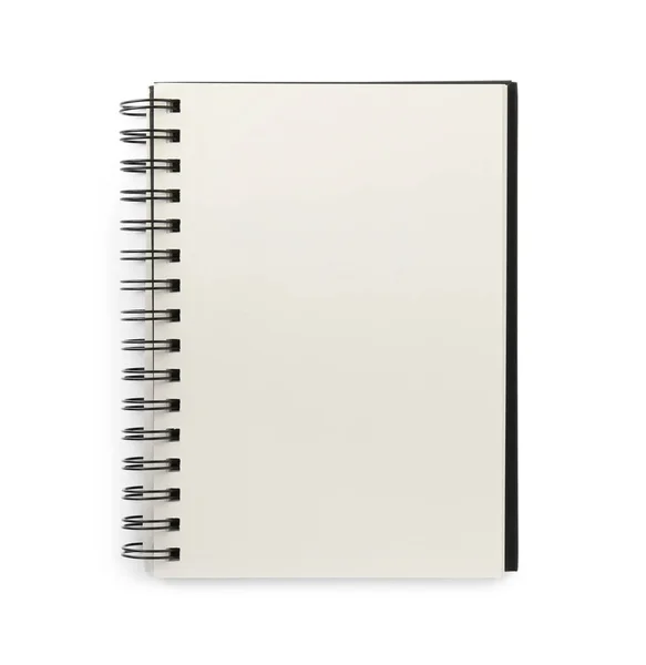 Nyitott Üres Irodai Notebook Elszigetelt Fehér — Stock Fotó