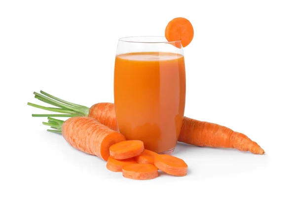 Свіжий Морквяний Сік Склянці Білому Тлі — стокове фото