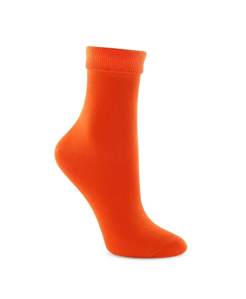 Νέα Πορτοκαλί Κάλτσα Απομονωμένη Στο Λευκό Υποδήματα Αξεσουάρ — Φωτογραφία Αρχείου