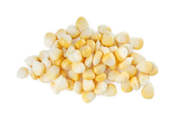 Pile Tasty Fresh Corn Kernels White Background — Zdjęcie stockowe