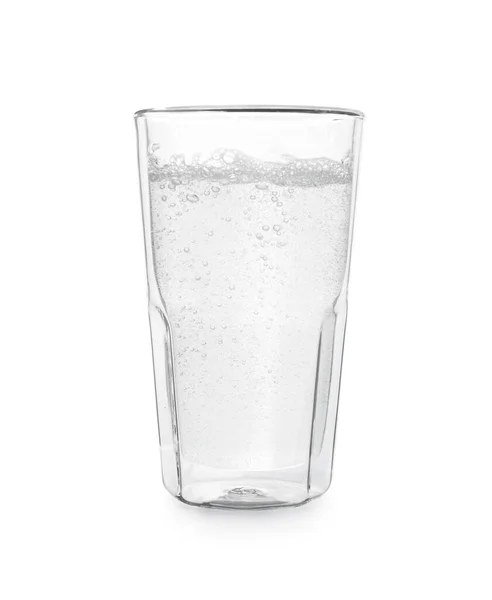 Vidro Água Com Gás Isolado Branco — Fotografia de Stock