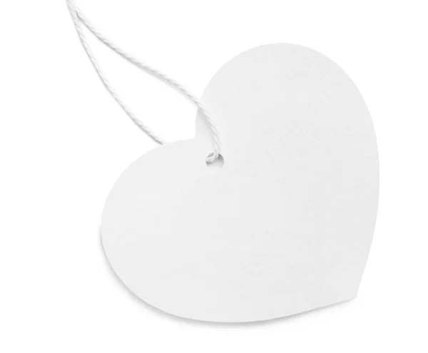 Heart Shaped Tag Space Text Isolated White Top View — Stock Fotó