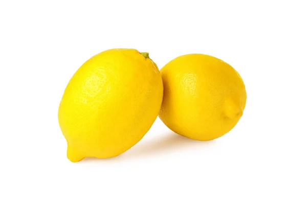 Два Свежих Созревших Лимона Изолированных Белом — стоковое фото