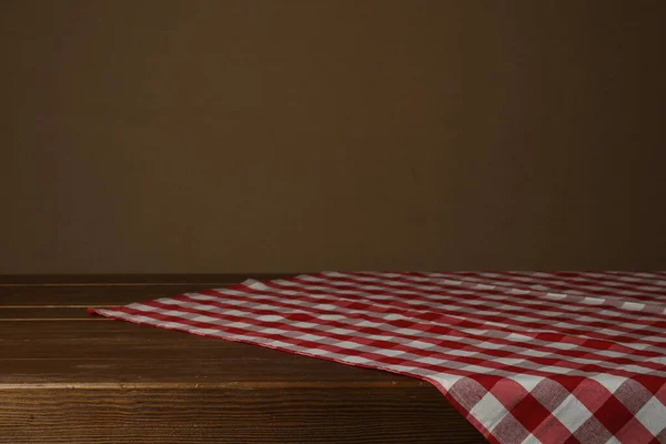 Vörös Kockás Textil Szalvéta Asztalon Szöveg Helye — Stock Fotó
