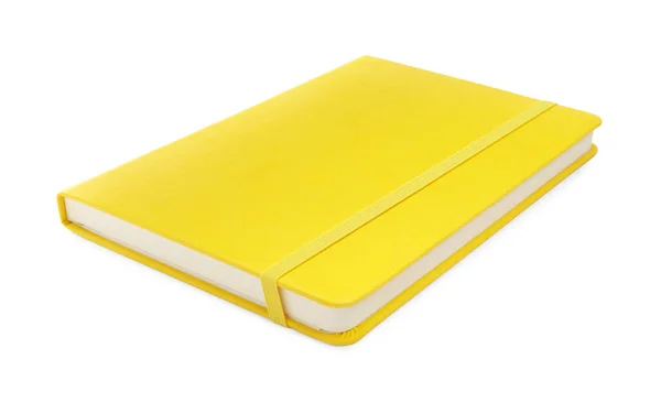 Closed Yellow Office Notebook Isolated White — Zdjęcie stockowe