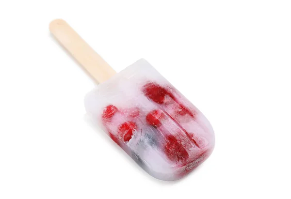 Tasty Refreshing Berry Popsicle Isolated White — Zdjęcie stockowe