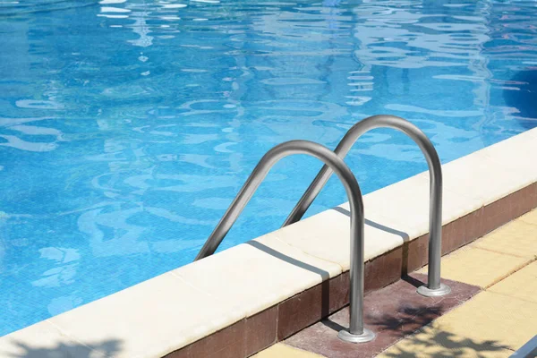 Swimming Pool Metal Ladder Sunny Day — 스톡 사진