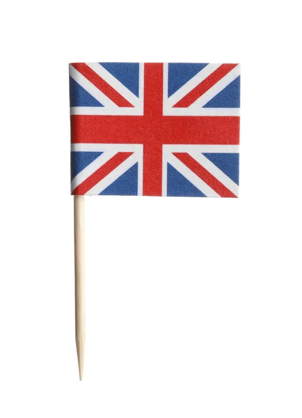 Malá Papírová Vlajka Spojeného Království Izolovaná Bílém — Stock fotografie