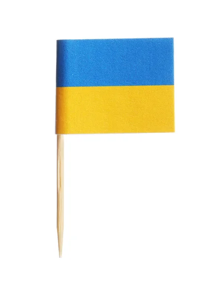 Small Paper Flag Ukraine Isolated White — Stock Photo, Image