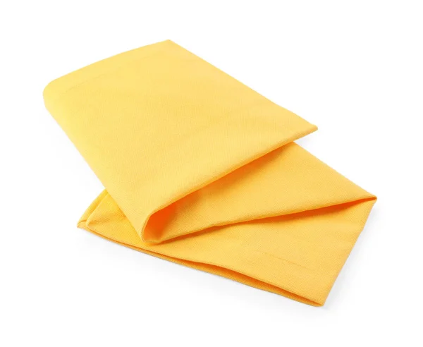 Neue Saubere Gelbe Stoffserviette Isoliert Auf Weiß — Stockfoto