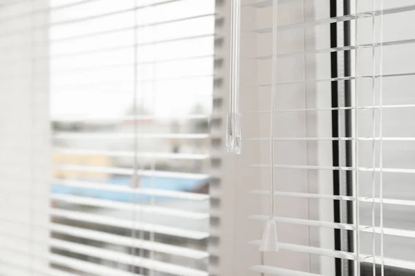 Closeup View Stylish Horizontal Window Blinds — Foto Stock