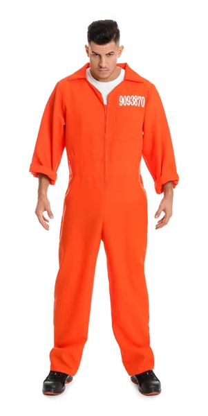 Prisoner Orange Jumpsuit White Background — Fotografia de Stock